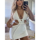 Sleeveless Halter Lace-Up Dress - Sexy Backless Slim Fit for Prom & Vacation